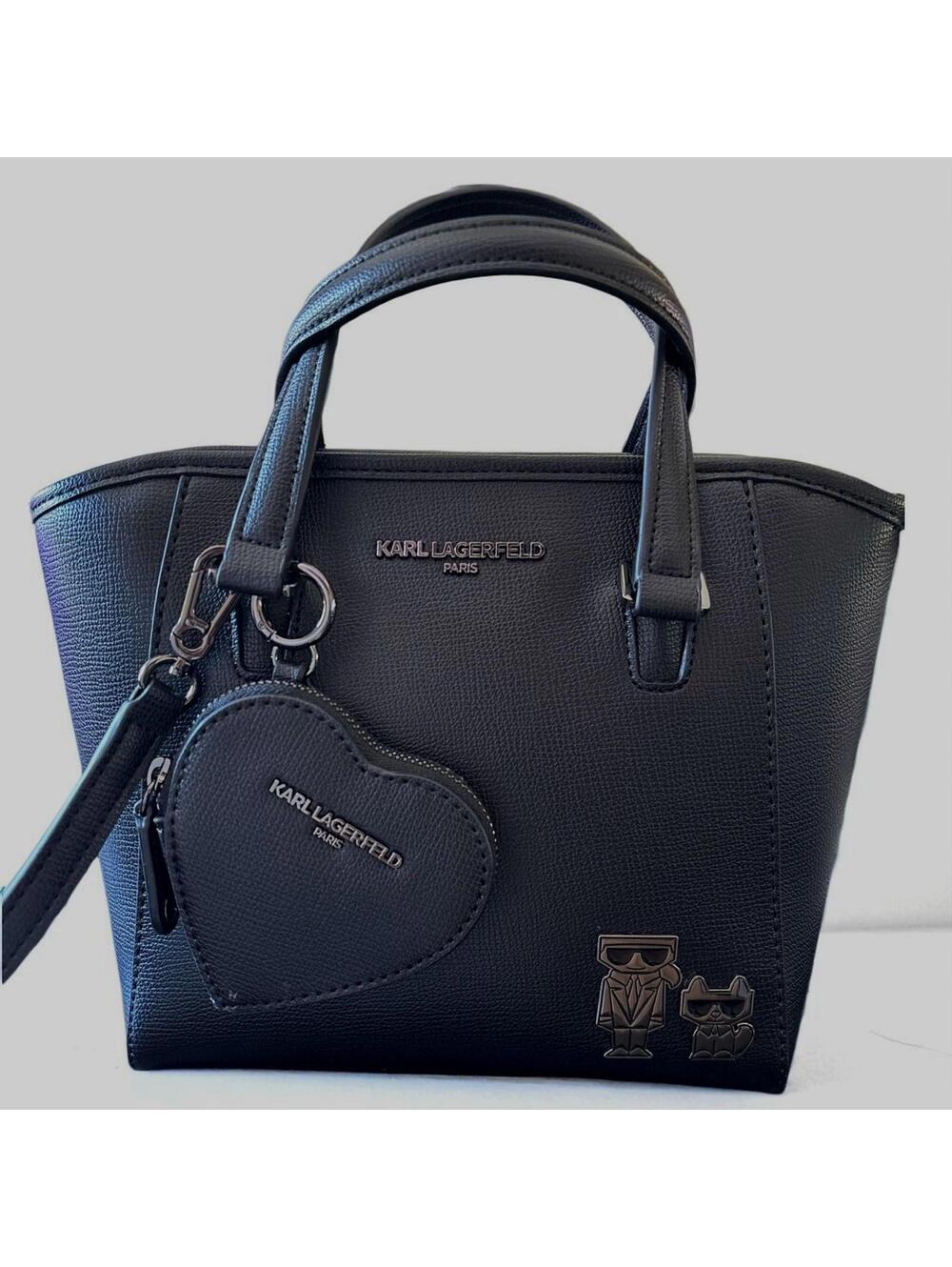 Karl Lagerfeld Paris Maybelle Satchel Bag Cat Choupette Crossbody Logo Strap New